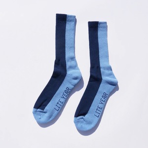 Lite Year - 2 Tone Calf Length Socks - Powder Blue