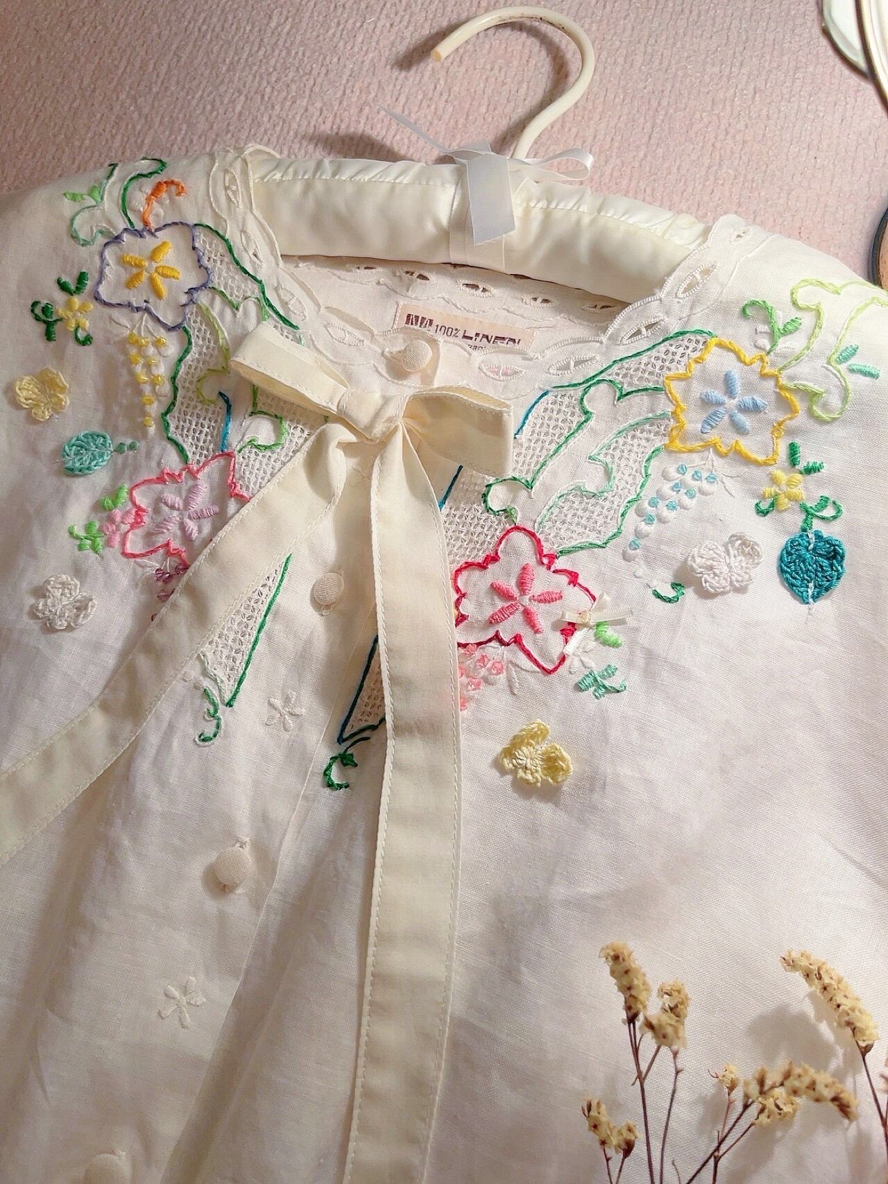 remake / flower embroidery one-piece