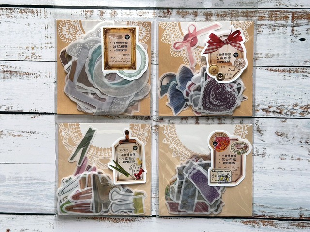 小物モチーフの和紙シールセット　20種40枚入り　小物博物馆シリーズ【Infeel.Me】[IM-6s]