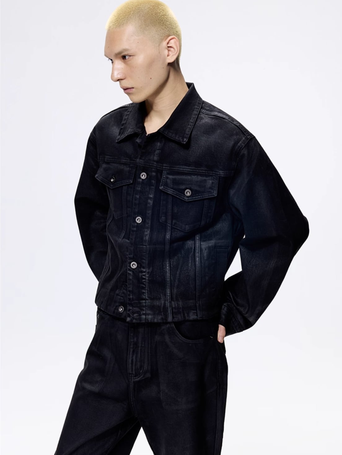 High grade textured denim jacket 0016