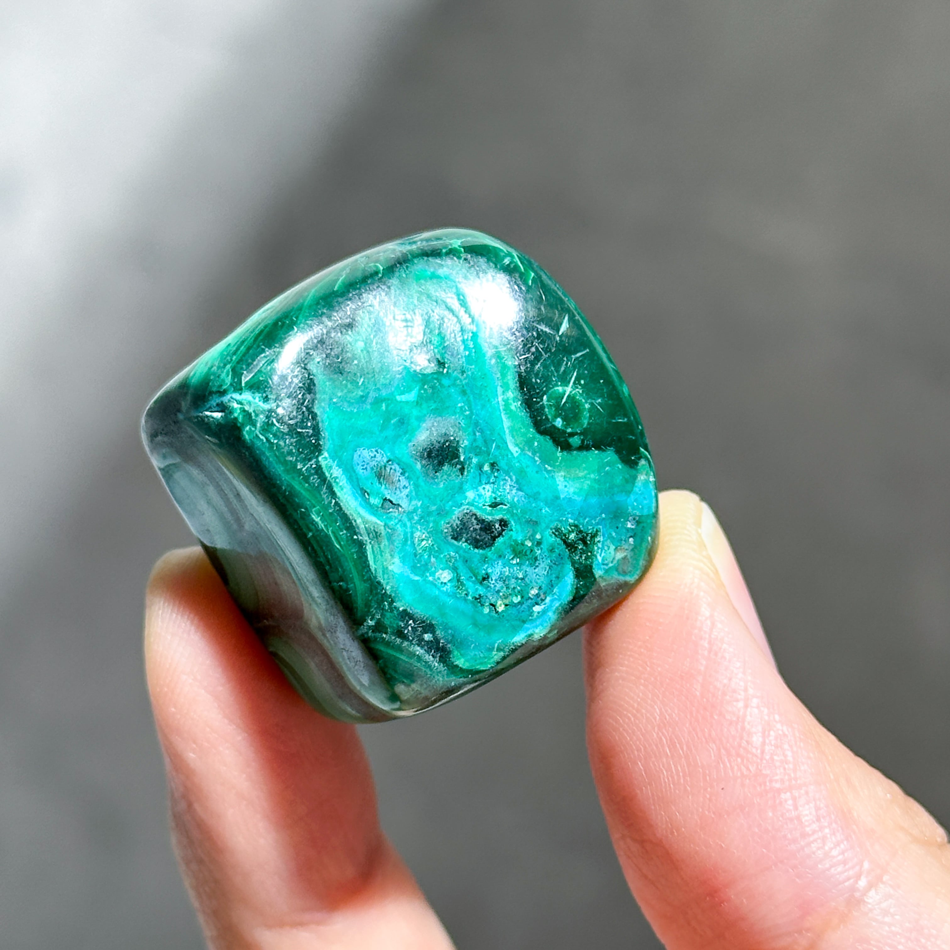 マラカイト with クリソコラ（マラコラ） タンブル13◇ Malachite with