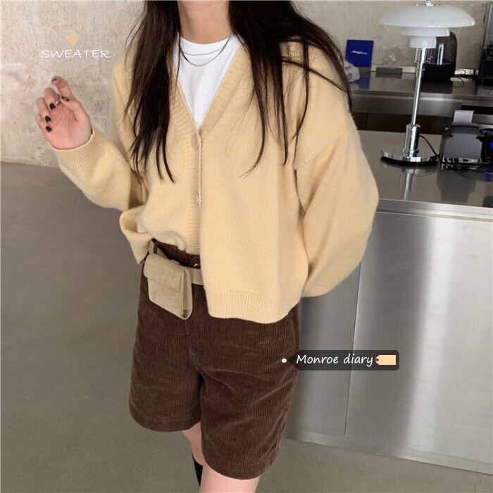 スタンダードVネックカーディガンセーター レディースニットショートジャケット レトロ モンロー63899562813