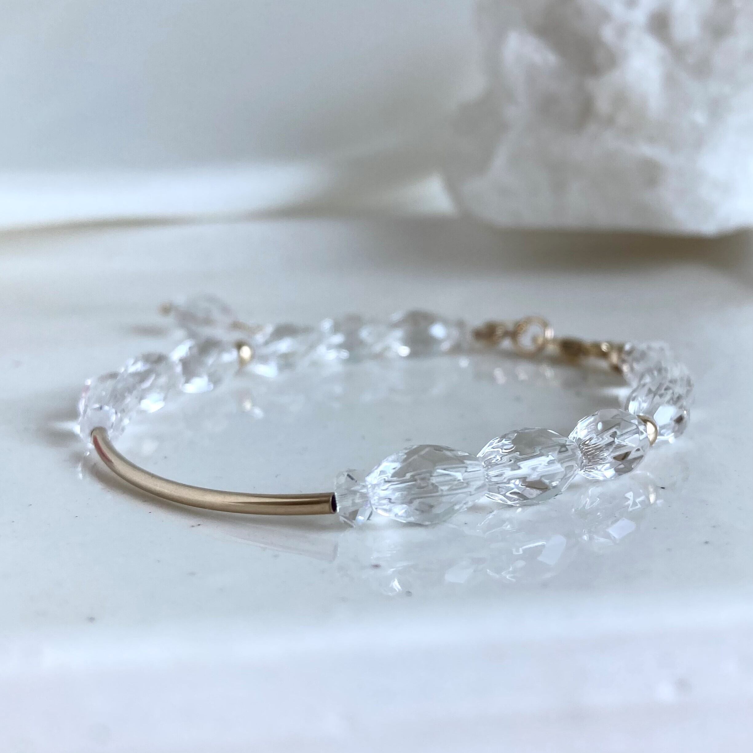 水晶 ライスカット 14kgfパイプ ブレスレット | 天然石アクセサリー