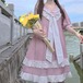 ✞ ♡ネイビーリボン★半袖スリーブラッフル ショート スウィート ステッチ ✞ゴスロリ SM ミリ 甘ロリ クラロリ 和ロリ エレガント 黒ロリ 姫ロリ 華ロリ BB-BB18421301936