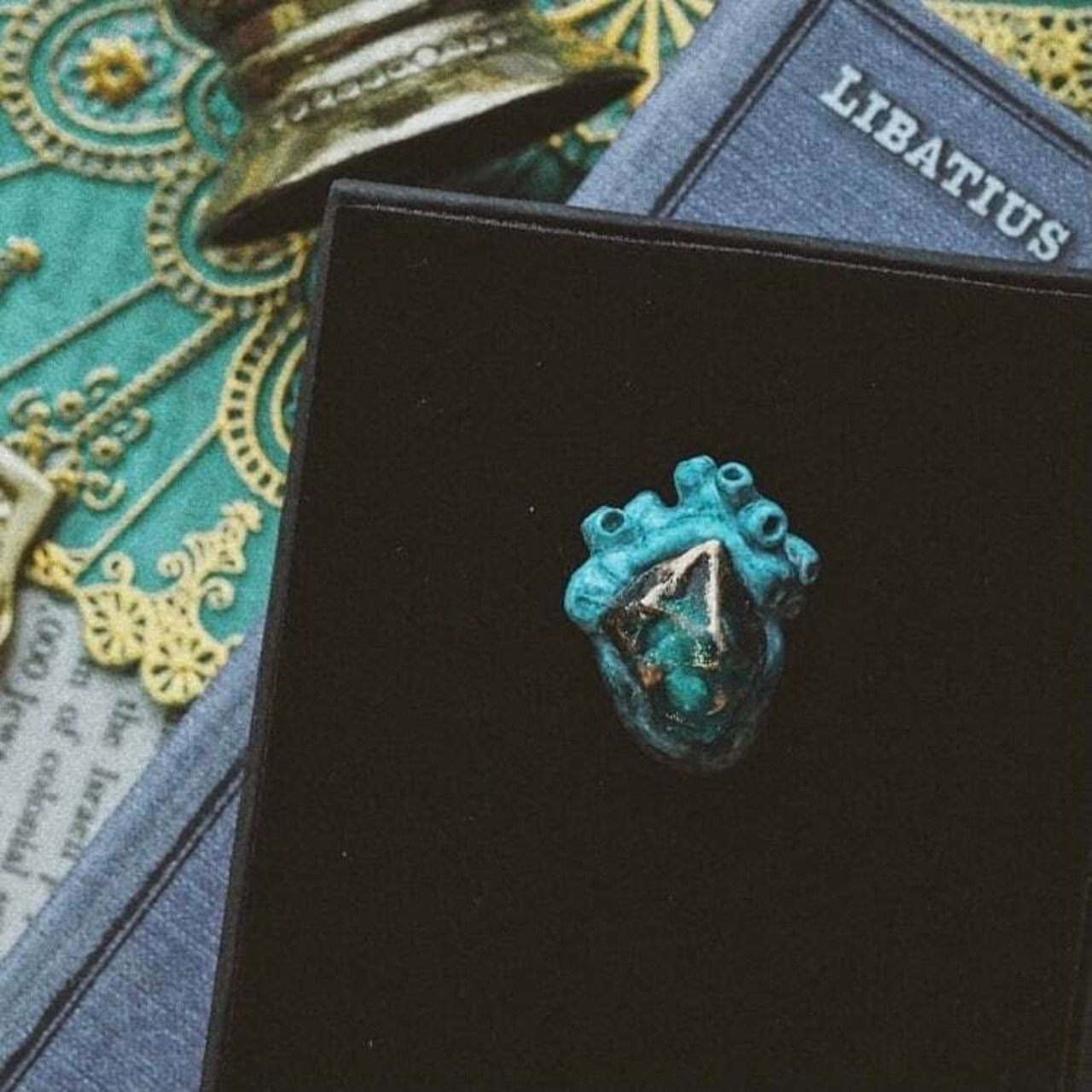Mermaid's tear and heart  ring