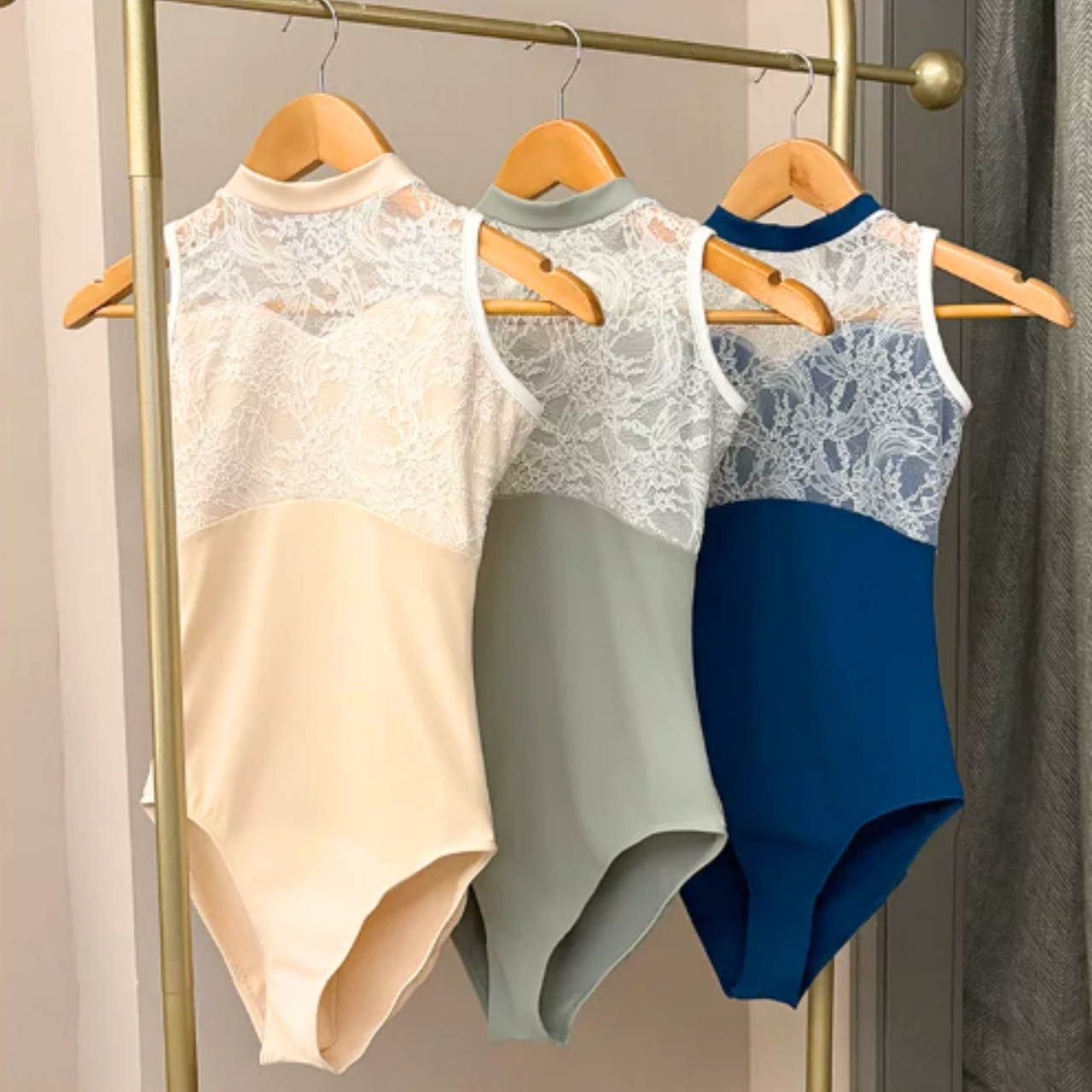 シアーレース ハイネック レオタード 3色展開 L1508