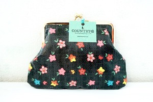 retro flowers pattern gamaguchi pouch handmade ● 手作りレトロフラワーズがま口ポーチハンドメイド