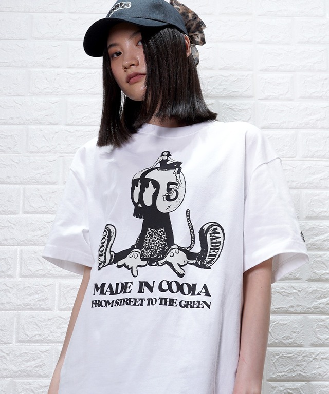 COOLAキャラクタープリントルーズTシャツ (WHITE)　CQ-44105