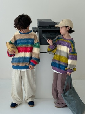 カラーブラッシュニットトップス