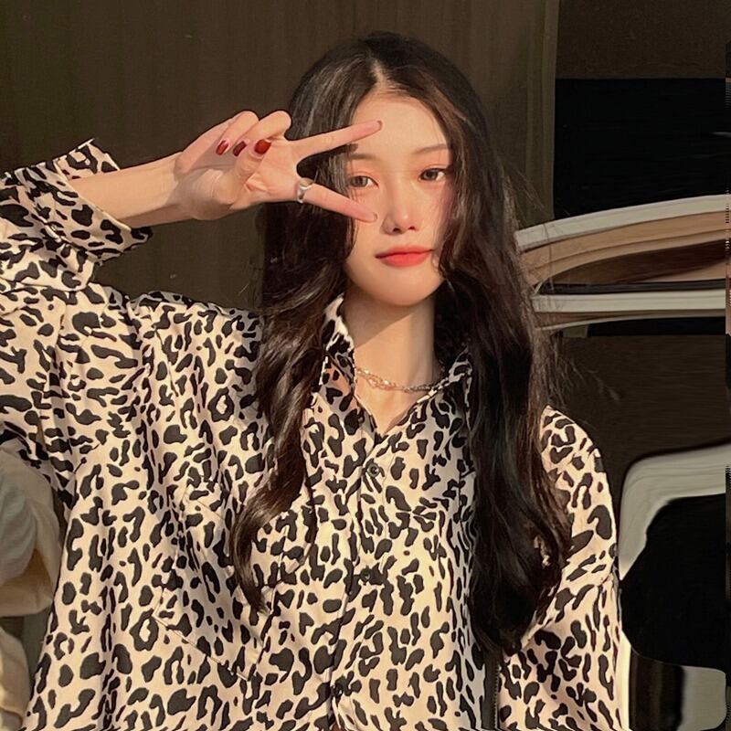 レオパードシャツ スプリングスタイルルーズ薄手 ロング 春物 YY-ファッション82628056769