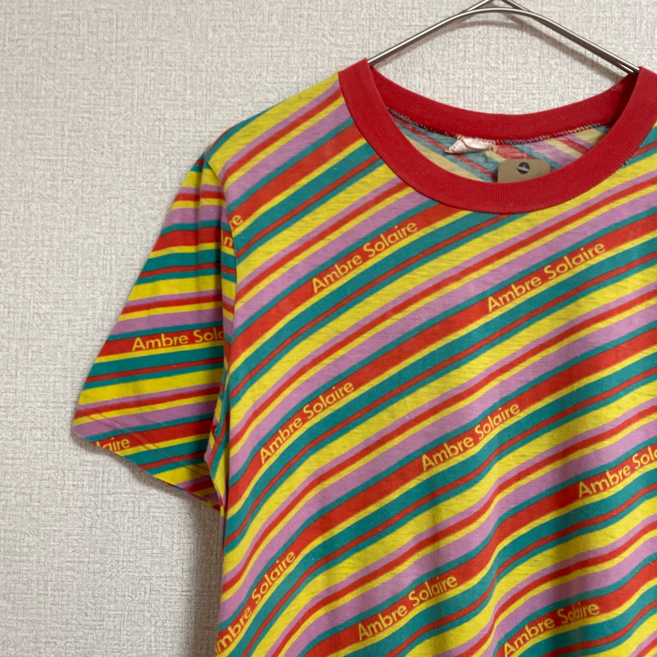 ユーロ　Ambre Solaire マルチカラーボーダーTシャツ