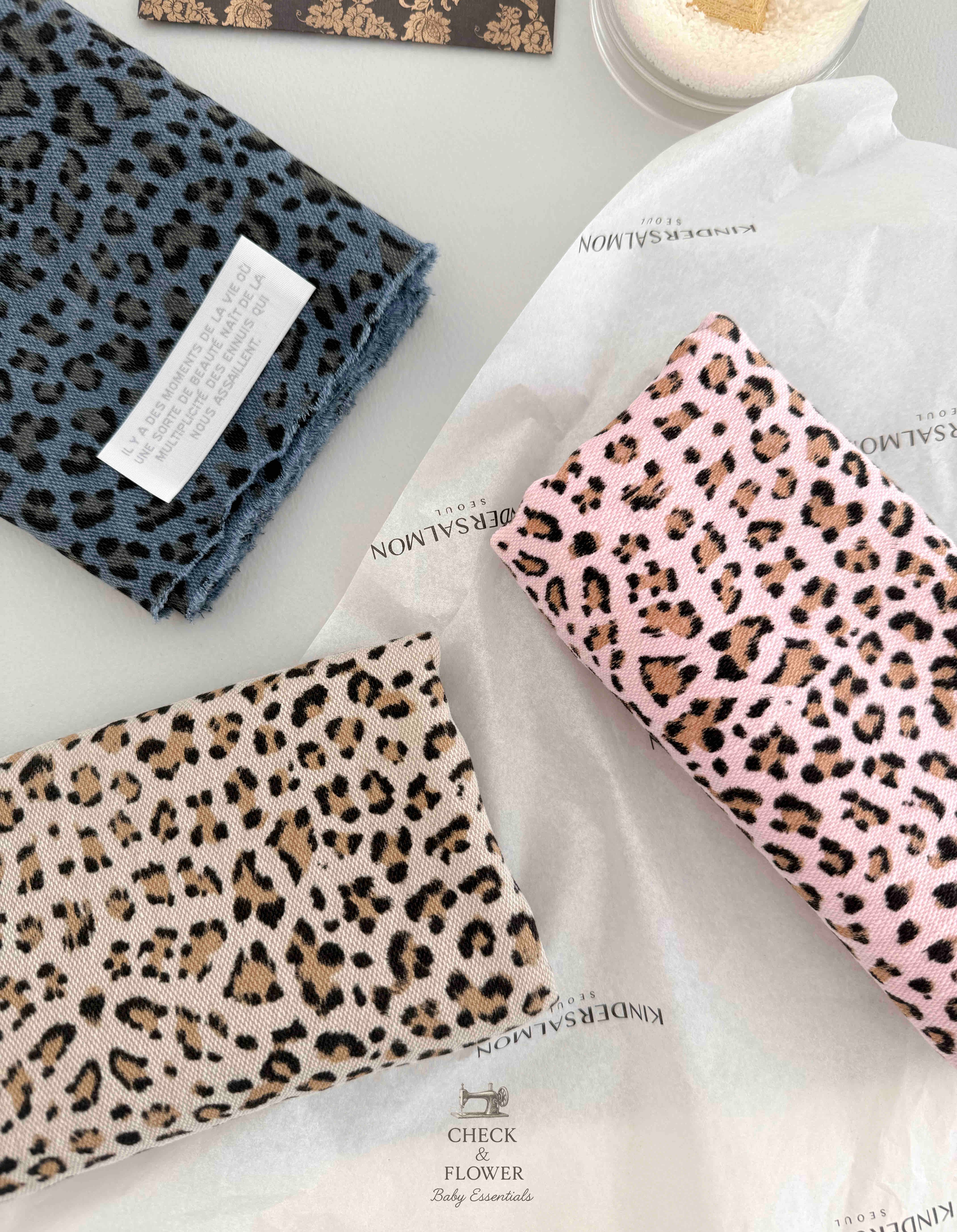 【終了】ミニハートレオパード　デニム生地 25FW