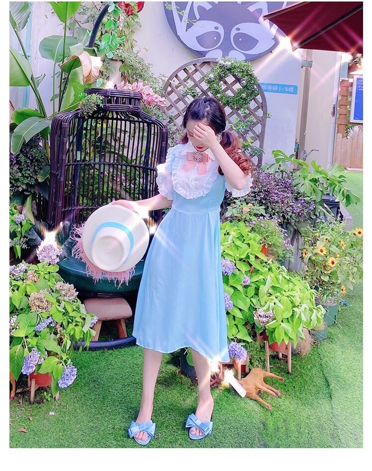 2カラー．2長さ】ワンピース ガーリー ワンピース フリフリ ホワイト