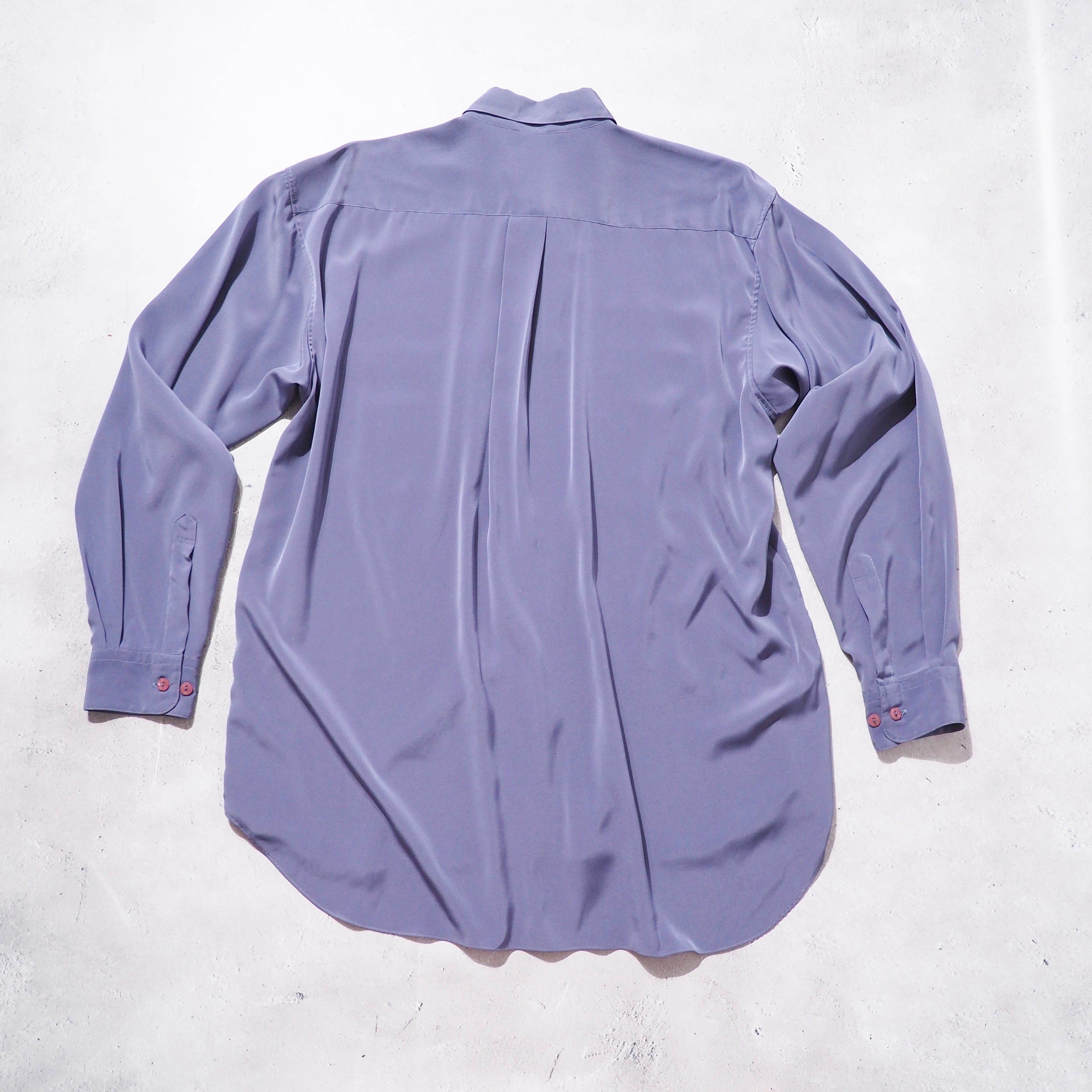 1990s Light purple × Ivory Bi color vintage Drape loose shirt