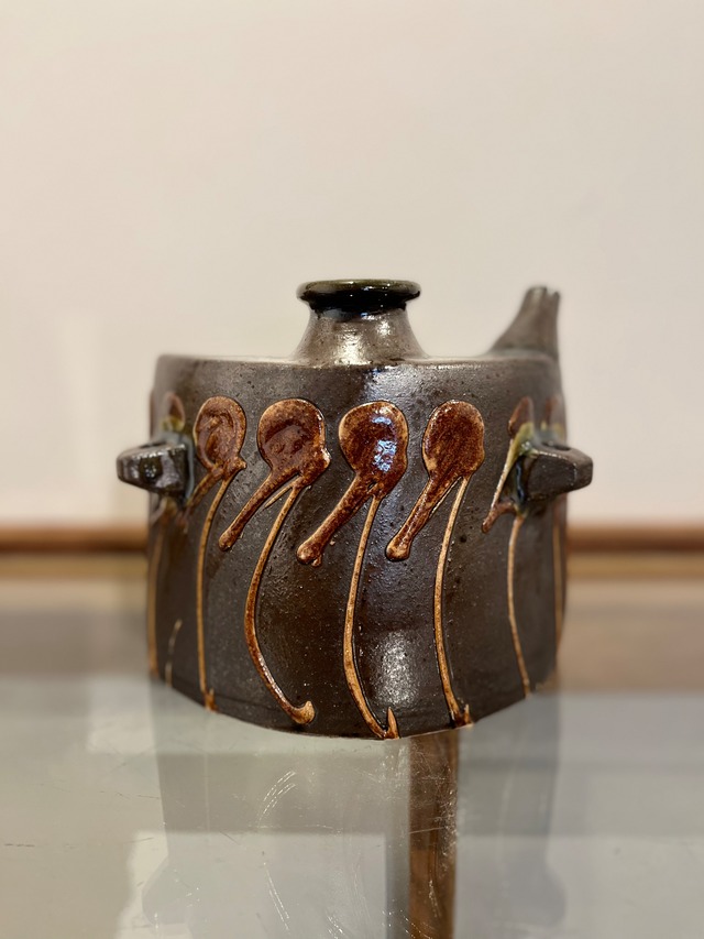 茂生窯 上江洲史朗 抱瓶 飴イッチン 特大 茂生窯 上江洲史朗 抱瓶 飴イッチン 特大