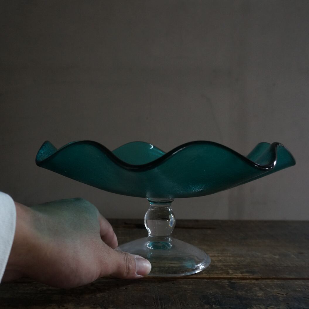 古い国産の大きなガラスコンポート | Konishi Koffee web shop