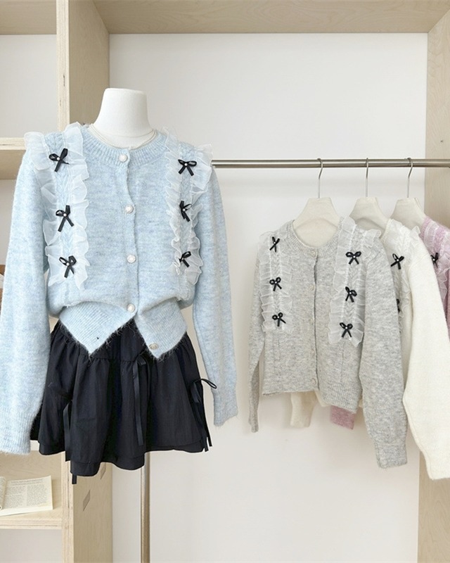 レースリボンニットカーディガン（4 colors）　24WP09038