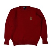 80s 90s Polo Ralph Lauren ポロ ラルフローレン ロゴ刺繍 ウールニットセーター L /レッド/ビンテージ/ナイガイ