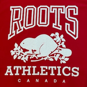 【Roots Athletes】 カナダ製 ロゴ プリント Tシャツ ルーツ Mサイズ US古着