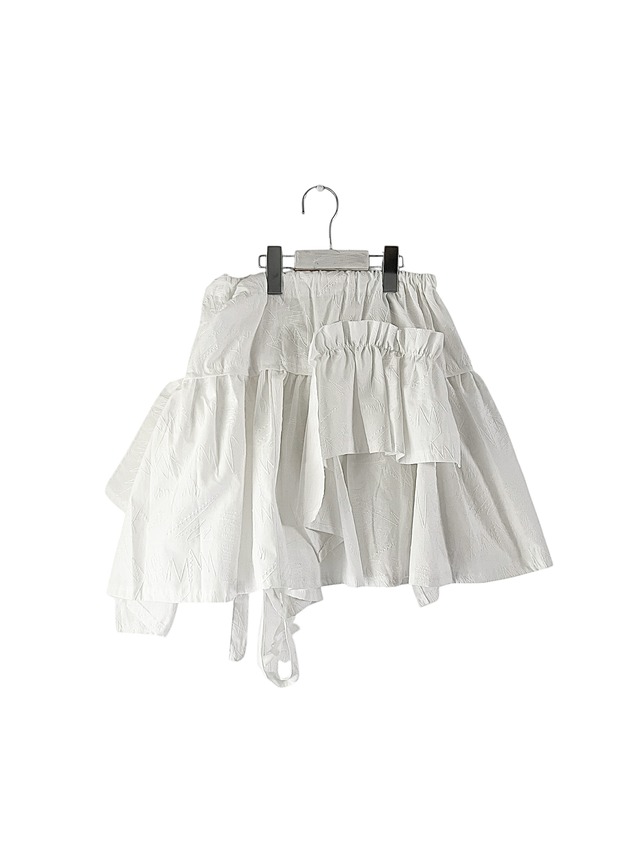 FULLY EMBROIDERED WRAP SKIRT col.WHITE / ADULT F