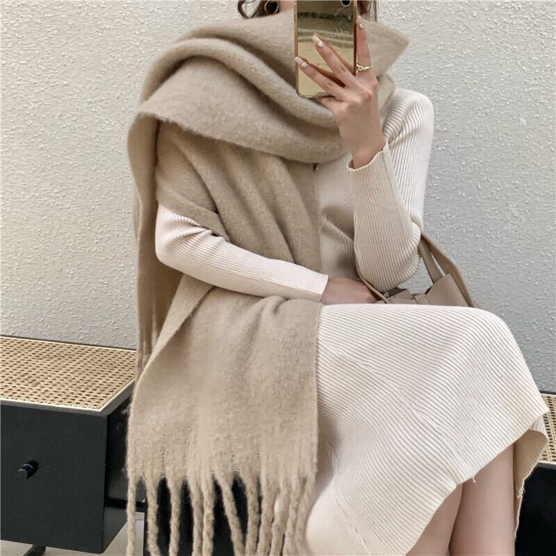 スカーフ ウィンターロングスタイルニット 冬物 ブラックストロベリース75260411707