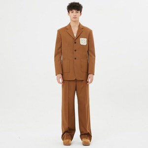 [MOONSUN] For men, Orbit Crochet Patch Straight Slacks / Camel 正規品 韓国ブランド 韓国ファッション 韓国代行 ブランド パンツ