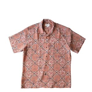 Mountain Special Aloha shirt / Tapa geometric /  Coral sand