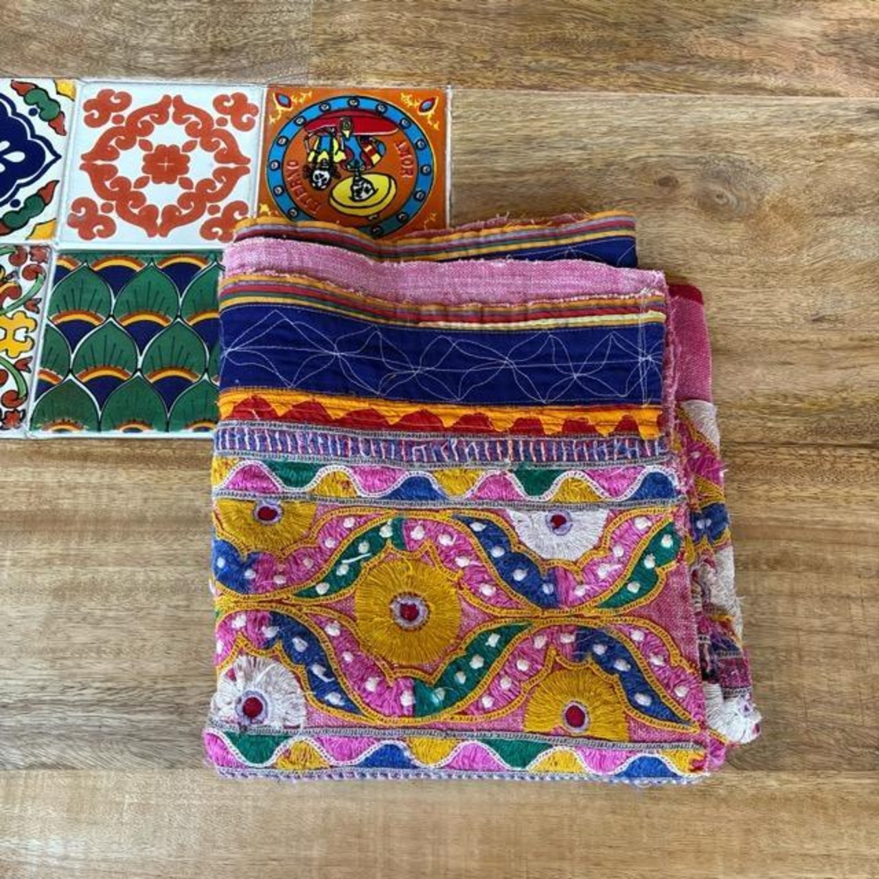 INDIA Vintage Rabari embroidered fabric 50×180cm 24000-2