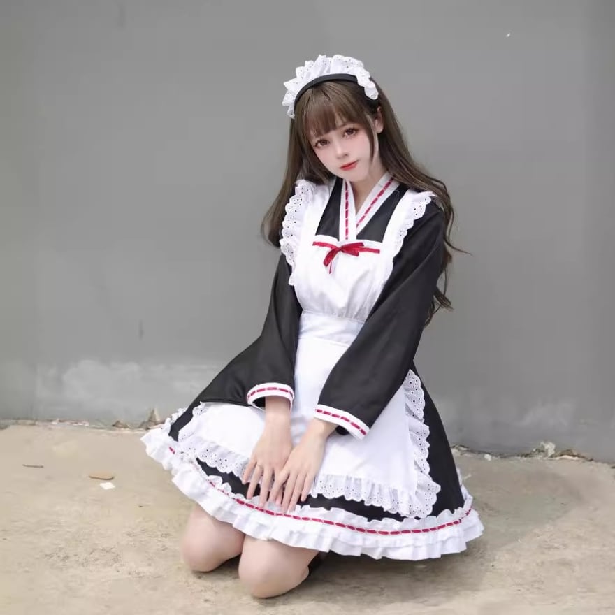 ゴスロリ通販 With U ファッション 和ロリ メイド服 4点セット 着物風