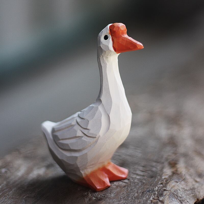木製の鳥の彫刻 ガチョウ g-033 | Saezuri