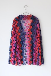 Colorful flower mesh lace cardigan