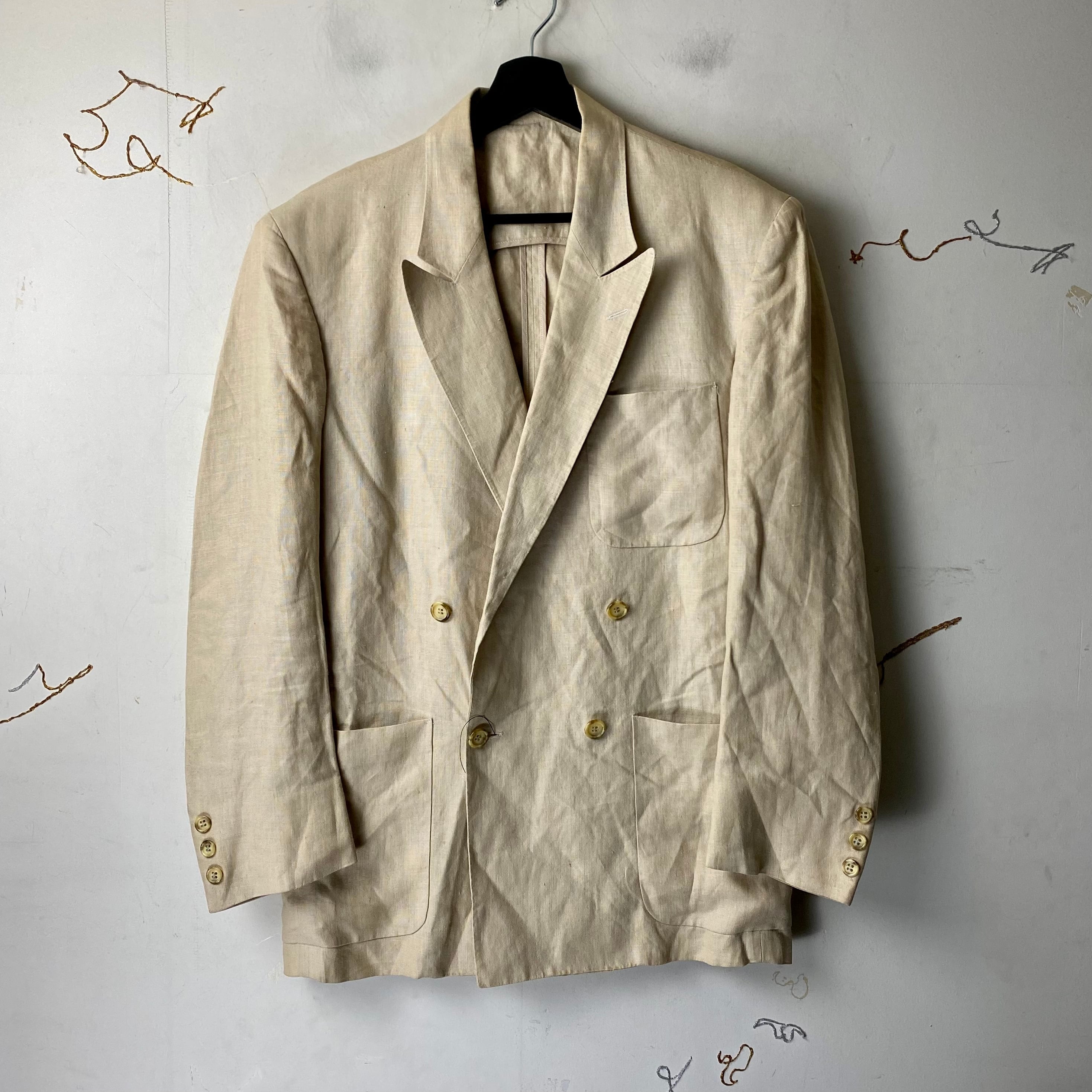 vintage MARCEL LASSANCE double breasted linen tailored jacket 