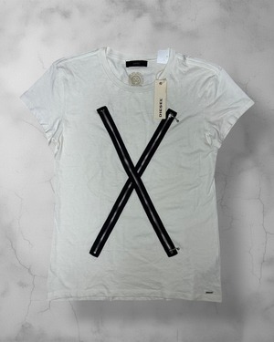 DIESEL Cross Zip Graphic T-Shirt White