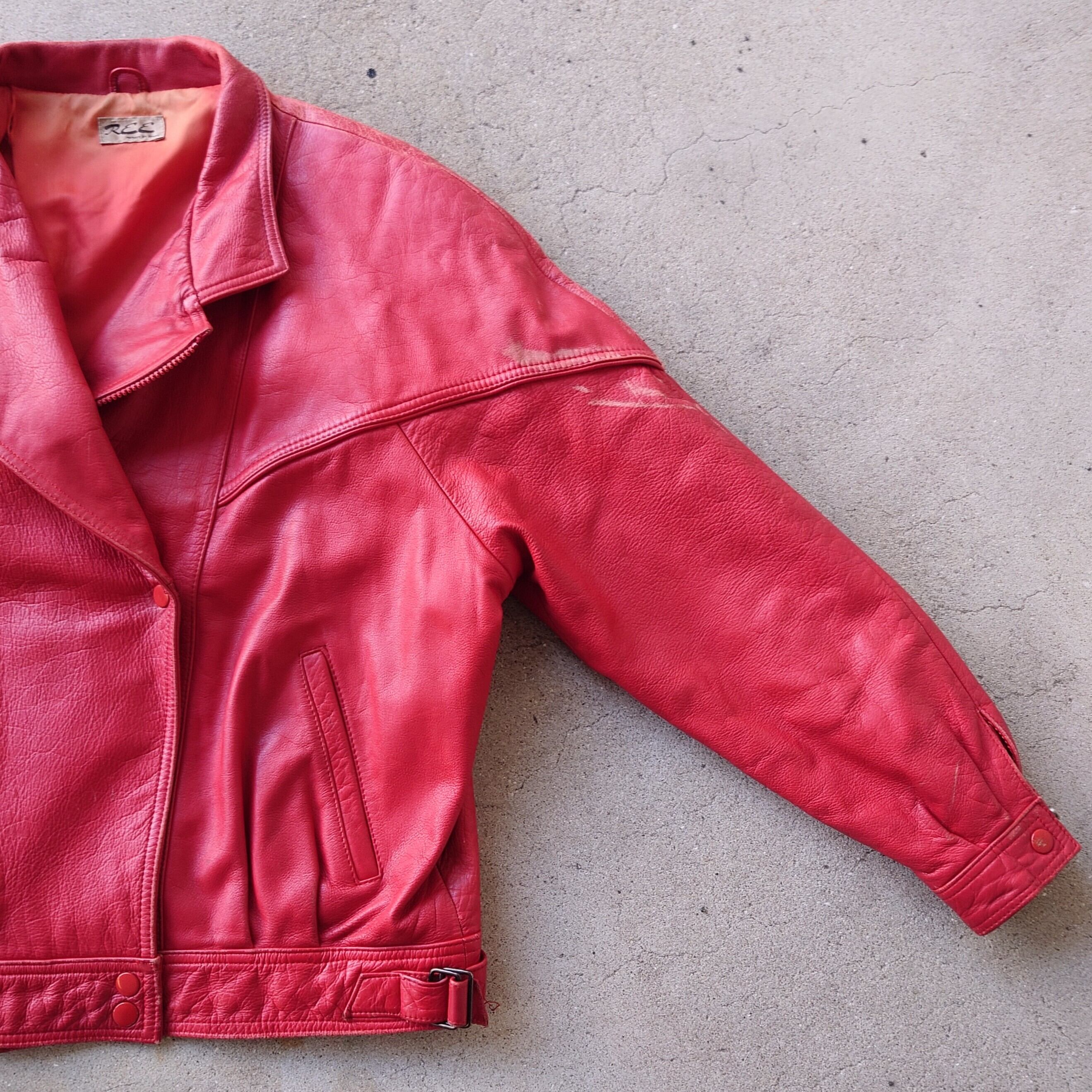REE- LEATHER DOUBLE RIDERS JKT RED | eeff.