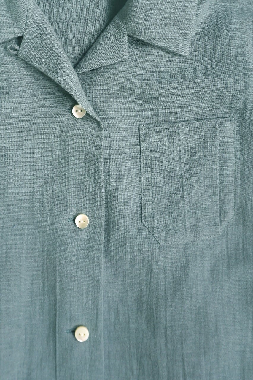 Hemp Gauze Open Collar S/S Shirt