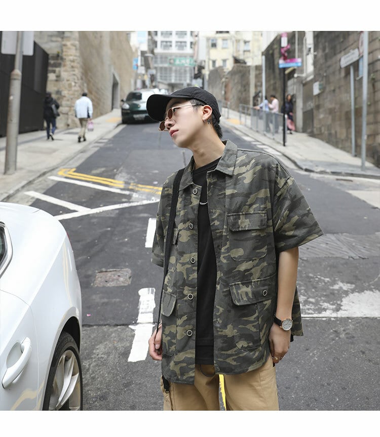全2色 シャツ 迷彩 半袖 カジュアル シンプル 羽織 おしゃれ | WSCORE
