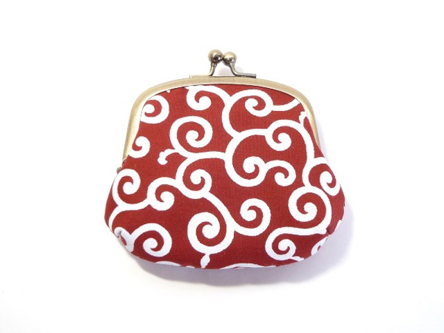 小さいサイズ 親子がま口 財布 唐草模様 赤 G559