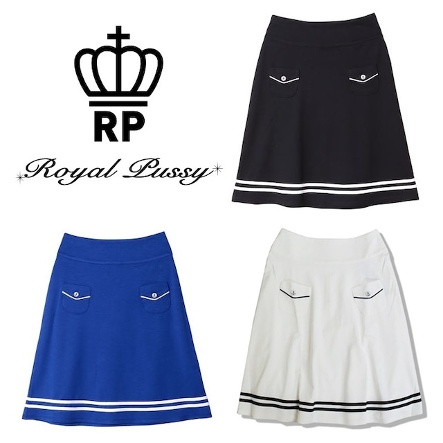 【40%OFF SALE】ROYAL PUSSY / ロイヤルプッシー「MARINE PONTE FLARE SKIRT」マリン フレアスカート ストレッチポンチ 膝丈 黒 白 青 ブラック ホワイト ブルー ロック パンク バンド 川村カオリ ギフト ラッピング無料 ステージ衣装 Rogia