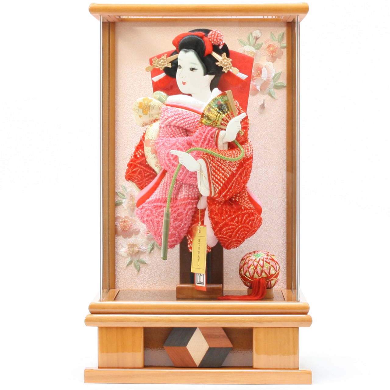 羽子板飾り《商品コード》10308-0530 SK5-030M 羽子板 総柄かのこ赤 P 10408-1187 621187 羽子板ケース アクリル 杏|初正月|省スペース|おしゃれ|モダン|コンパクト|江戸押絵羽子板|無病息災|邪気払い|無患子