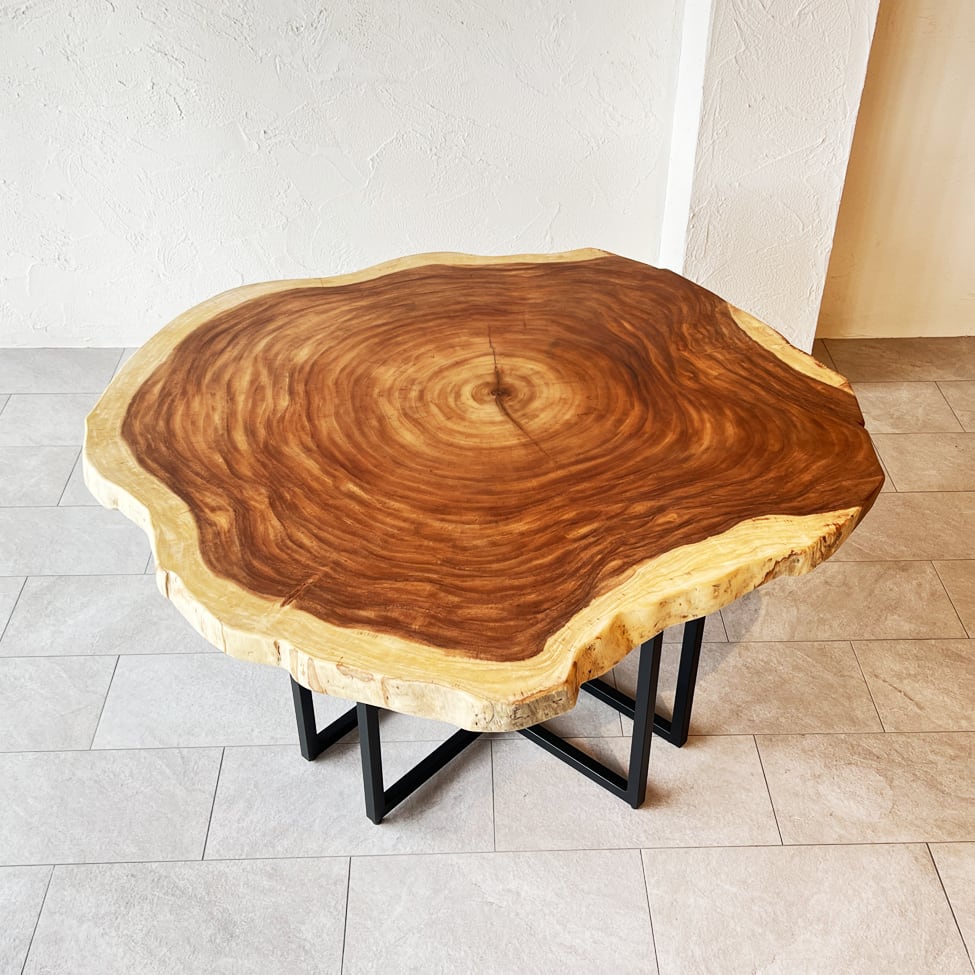 一点もの】モンキーポッド 輪切りテーブル ダイニングテーブル 円卓 一