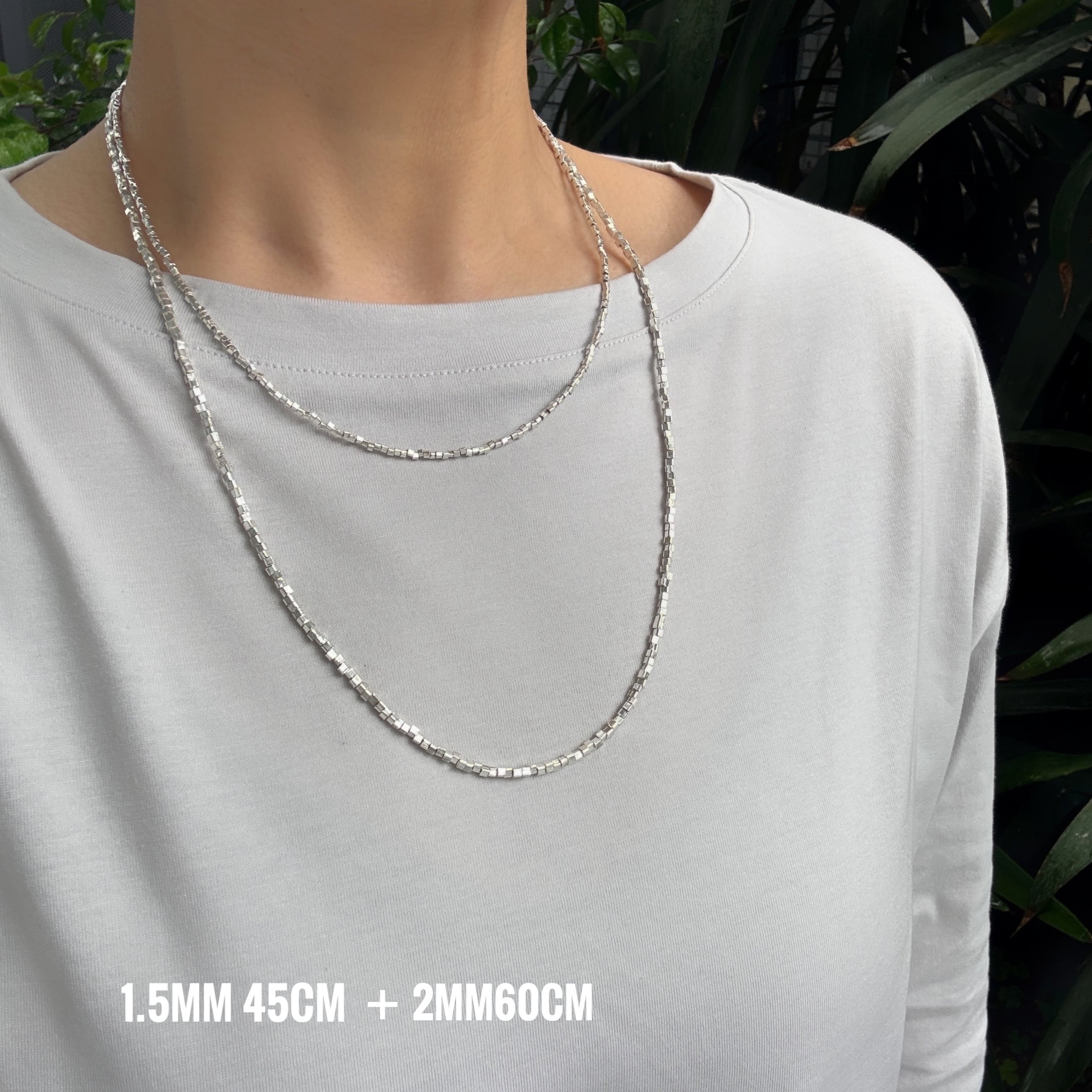 2mm キューブ シルバー ネックレス 40/45/50/55/60cm | 【公式通販