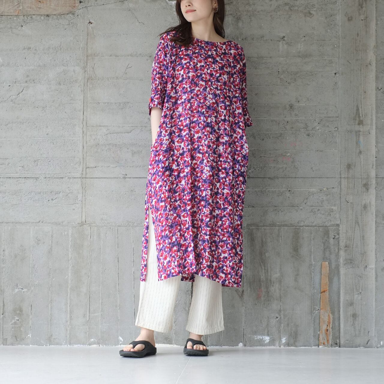 大人リラックススタイル♪さらっと涼しいクルタワンピース(22s-12)フィーシャパープル