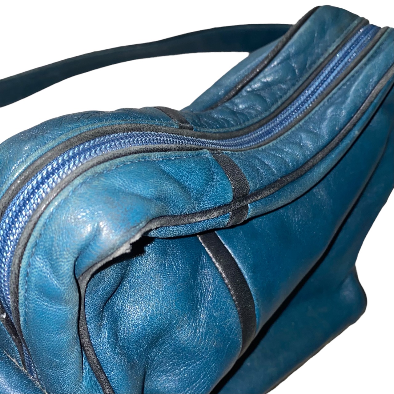 vintage LOEWE blue green leather shoulder bag