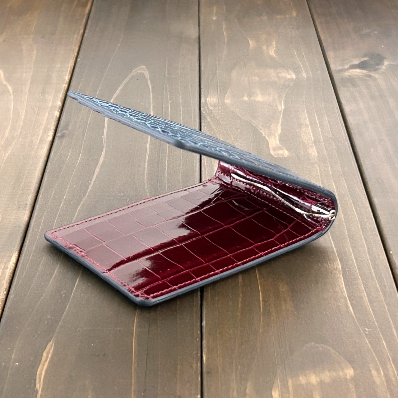 アリゲーター × クロコダイル マネークリップ ピーコックブルー