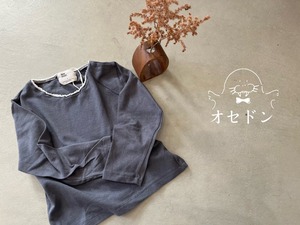 【mini point】ナチュラルレースカットソー チャコール 90~130cm 240856