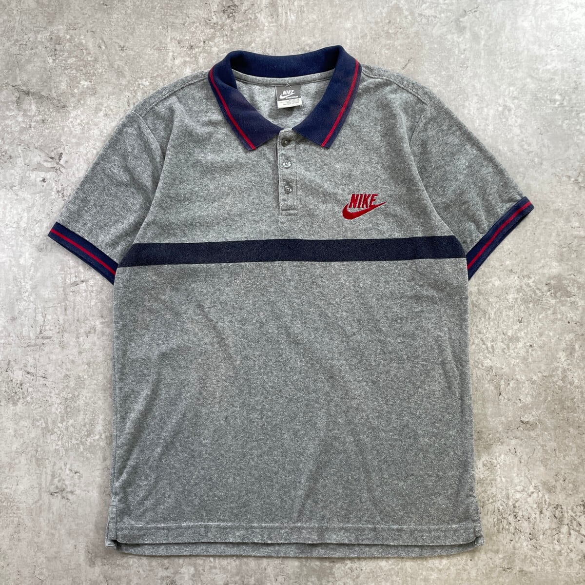 00年代 NIKE ナイキ ワンポイントロゴ刺繡 パイル地 ポロシャツ メンズ