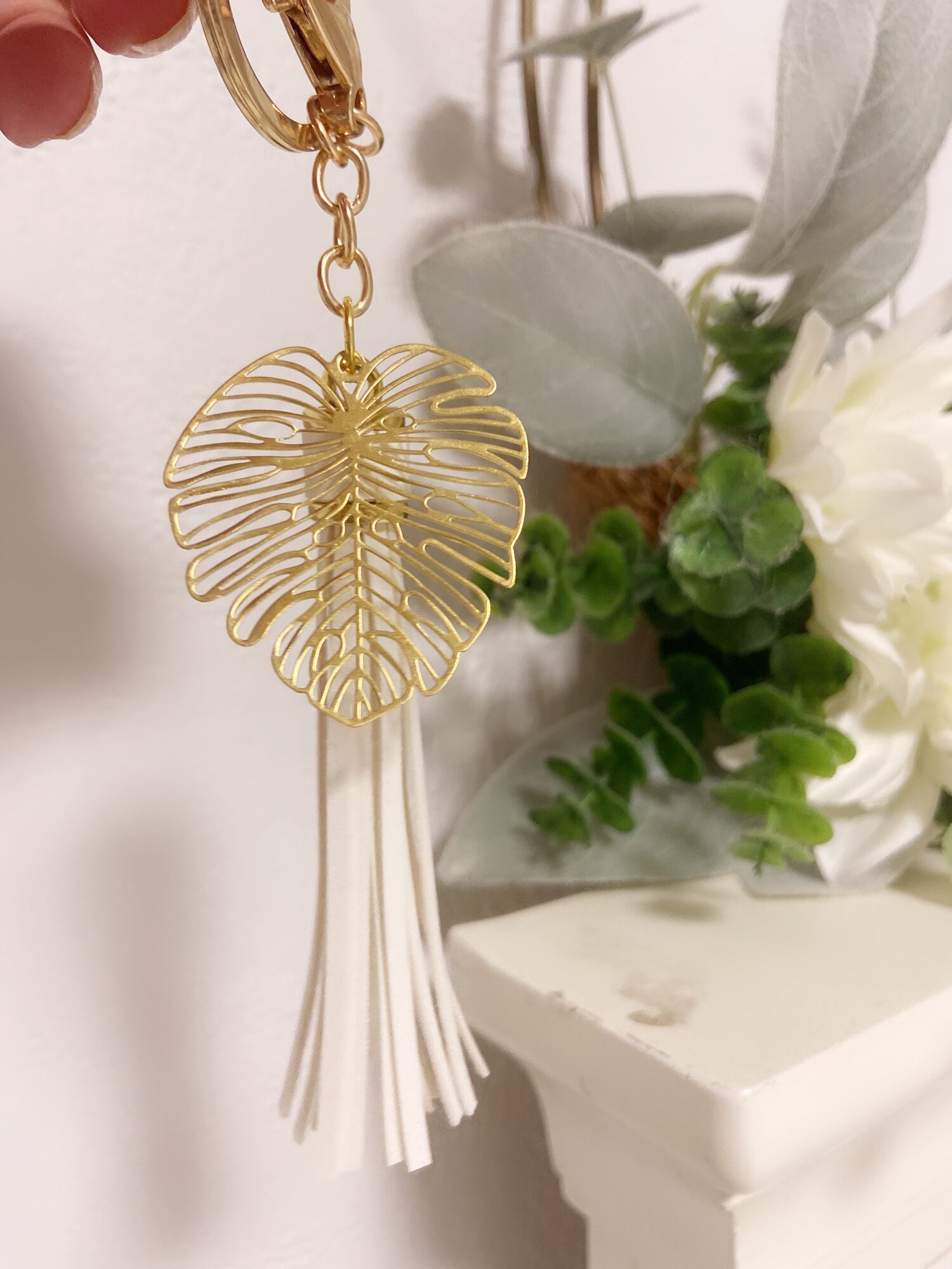 ハワイ♡モンステラ キーホルダー ホワイト ゴールド ハワイ 限定
