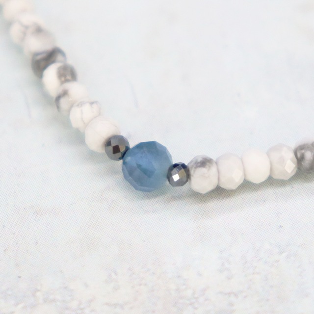 【Deep Sea Party】ブラックアクアマリン×アクアマリン×マグネサイト ブレスレット