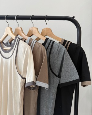 【新作アイテム送料無料】two-tone tank top and short-sleeved shirt set