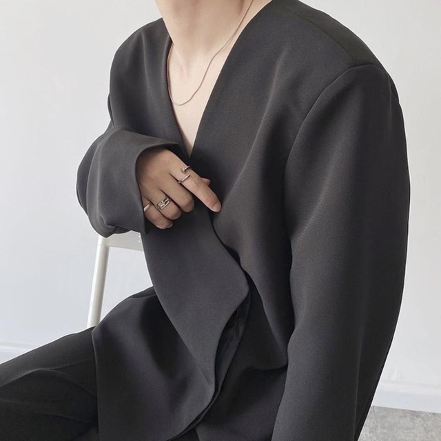 Wrap design V-neck long sleeve shirt【2color】 C1105